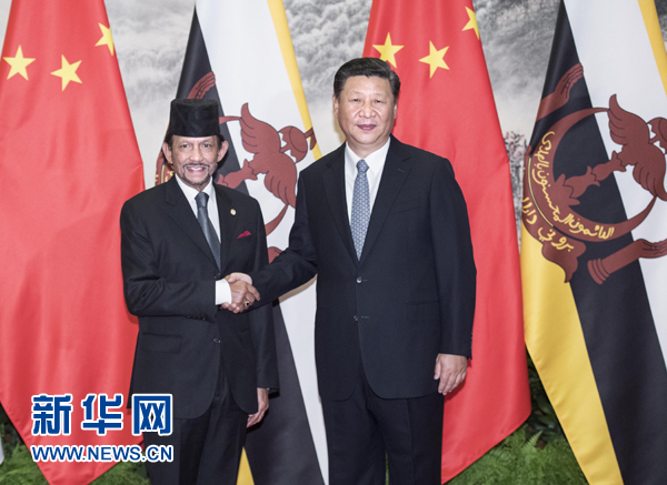 9月13日，國家主席習(xí)近平在北京人民大會堂同文萊蘇丹哈桑納爾舉行會談。 新華社記者 李濤 攝