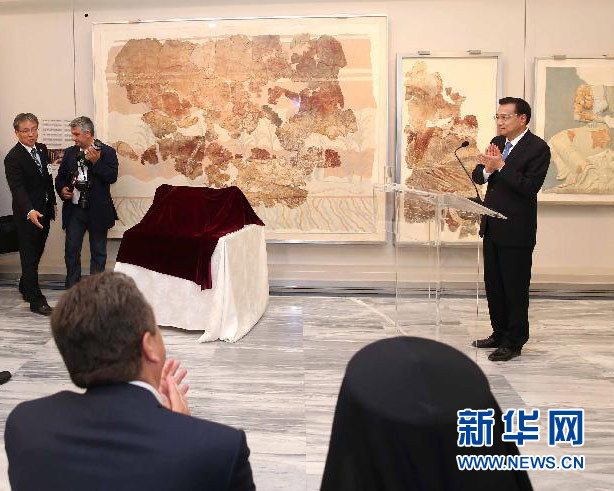 6月21日，國務院總理李克強與希臘總理薩馬拉斯共同出席希臘伊拉克利翁博物館新館開館儀式并發表講話。 新華社記者 龐興雷 攝 