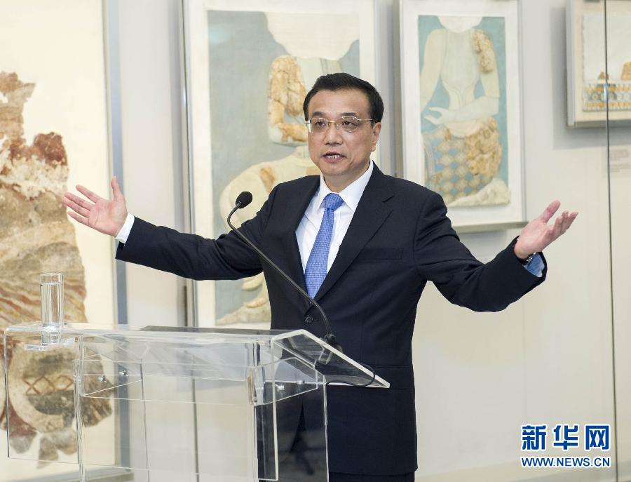6月21日，國務院總理李克強與希臘總理薩馬拉斯共同出席希臘伊拉克利翁博物館新館開館儀式并發表講話。 新華社記者 王曄 攝