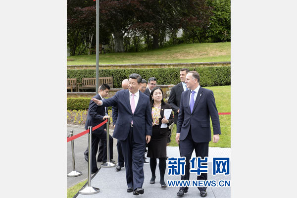11月20日，中國國家主席習(xí)近平在惠靈頓同新西蘭總理約翰·基舉行會談。 新華社記者 李學(xué)仁 攝