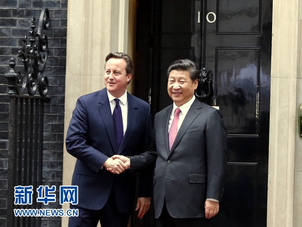 10月21日，國家主席習(xí)近平在倫敦唐寧街首相府同英國首相卡梅倫舉行會談。 新華社記者 鞠鵬 攝 