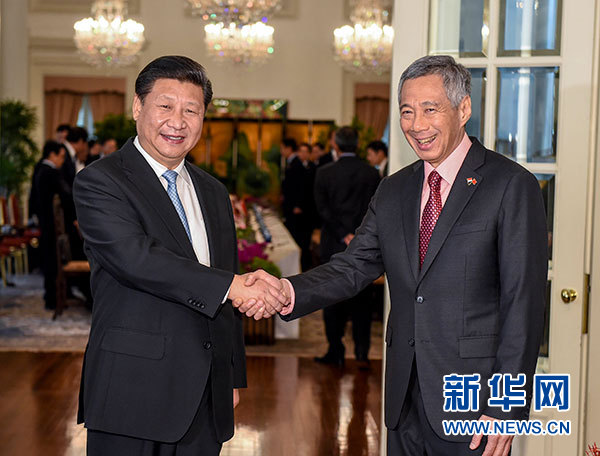 11月7日，國(guó)家主席習(xí)近平在新加坡同新加坡總理李顯龍舉行會(huì)談。 新華社記者 李學(xué)仁 攝